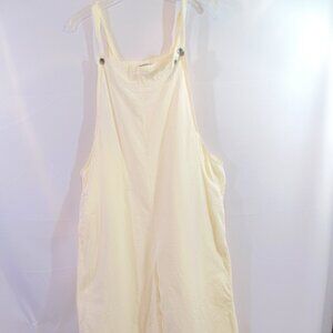 Zanzea Womens Cream wide leg cropped Cotton Casual Overalls Medium